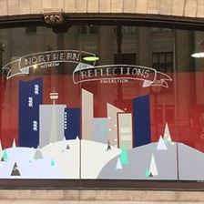 The forecast looks great for the rest of the week, but there is definitely a blizzard happening at the #northernreflections2017 window below @murrietas_calgary on Stephen Ave! Download the Augle app and see for yourself!
.
.
.
.
.
.
#Iamdowntown #yyc #loveyyc #cityliving #yycnow #yycdt #calgary #captureyyc #narcitycalgary #downtown #streetview  #yycvibes #firstsnow #windowmagic #paintedwindows #yycarts #art #localartists