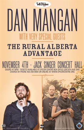 Dan Mangan - Rural Alberta Advantage in Calgary November 4th