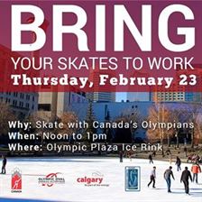 Canada's Olympians are taking over Olympic Plaza tomorrow. Make sure to bring your skates to work! #skatecalgary #loveyyc #iamdowntown
